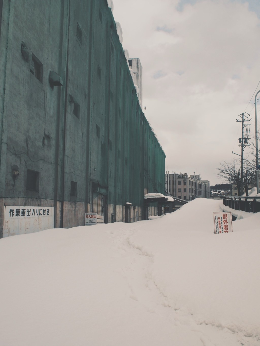 雪で閉ざされた道